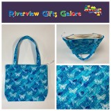 Medium Tote Bag with Zip - Blue Butterflies Medium Tote Bag with Zip - Blue Butterflies